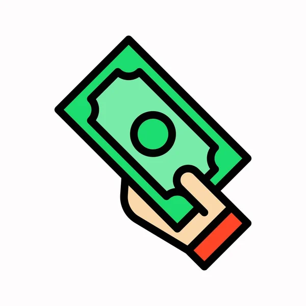 Hand holding banknote vector, Black friday related filled icon — Stock Vector