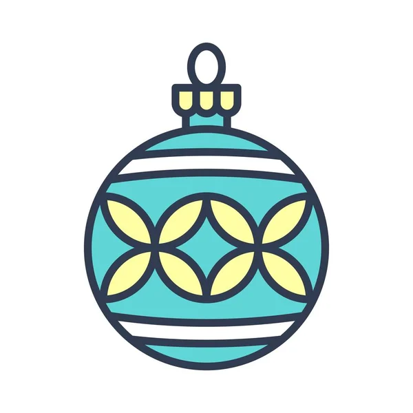 Julprydnader, julgranskulor eller julkula fylld ikon — Stock vektor