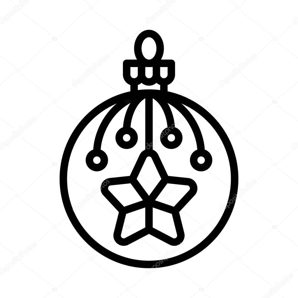 Christmas ornaments, baubles or Christmas ball vector line icon