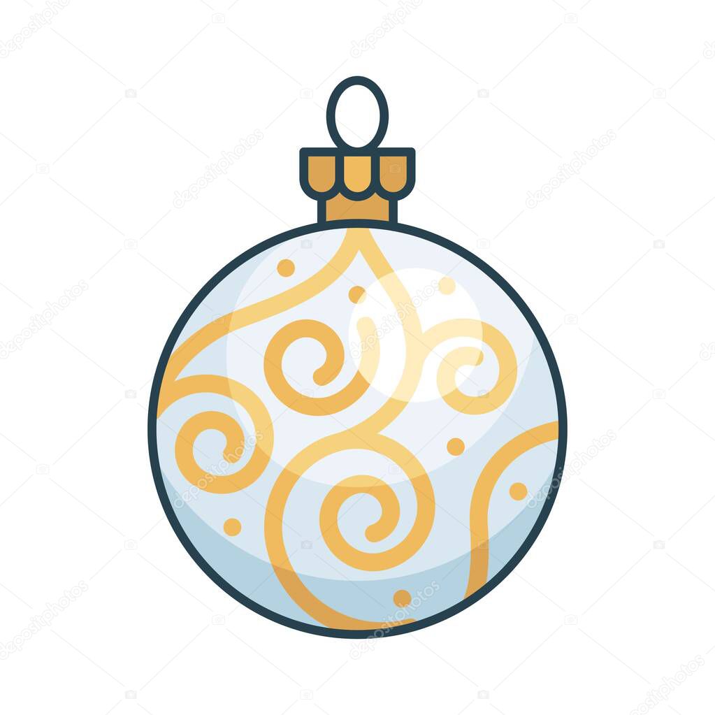 Christmas ornaments, baubles or Christmas ball vector filled icon
