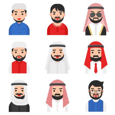 Müslüman erkek vektörü seti, Müslüman avatar simgesi seti