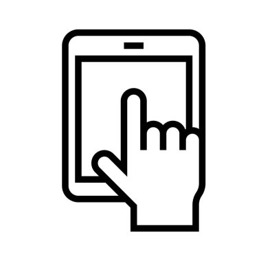 Tablet bilgisayar vektör illüstrasyonu, satır tasarım simgesi