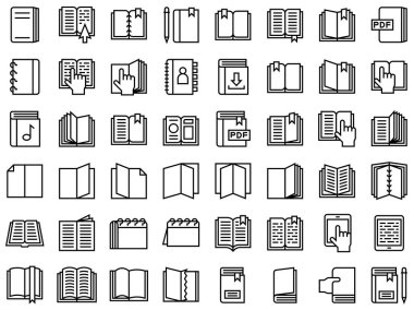 Kitap ve Not Defteri vektör kümesi, satır biçimi