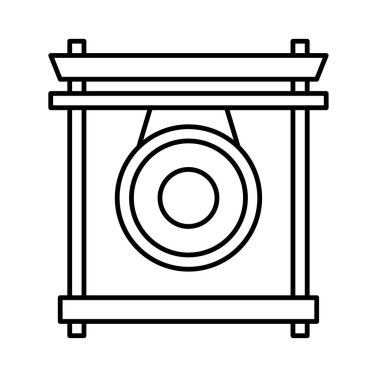 Çin gong vektör illüstrasyonu, Çin Yeni Yıl Çizgisi simgesi