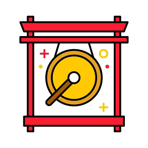 Chinesische Gong Vektor Illustration Chinesische Neujahrs Ikone — Stockvektor