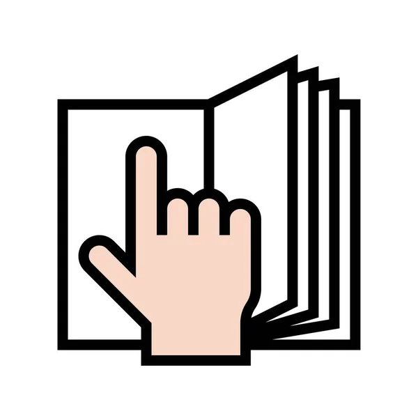 Open Book Hand Pointing Vector Illustration Filled Design Icon — Stock Vector