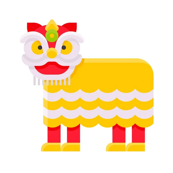 Lion Danza Vettoriale Illustrazione Capodanno Cinese Icona Piatta — Vettoriale Stock