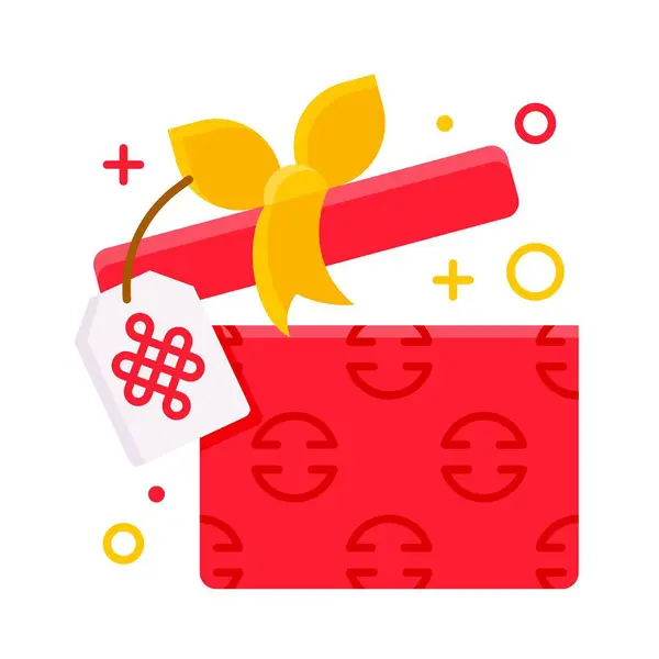 Ilustración Vectores Caja Regalo Icono Plano Año Nuevo Chino — Vector de stock