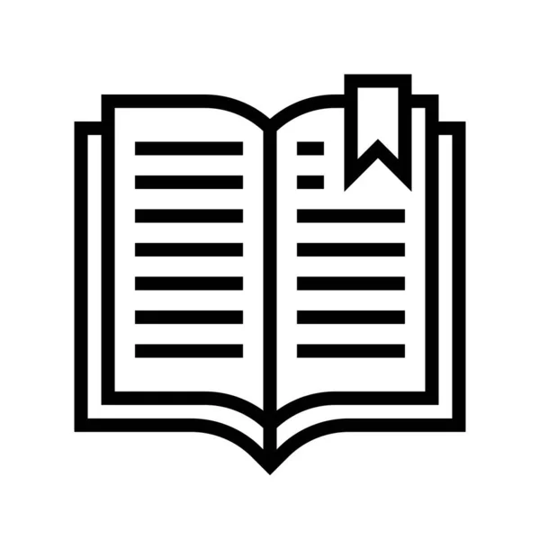 Libro Abierto Con Vector Marcador Icono Diseño Línea — Vector de stock