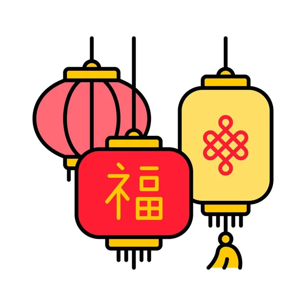 Çin Lambası Illüstrasyonu Çin Yeni Yılı Ikonu — Stok Vektör