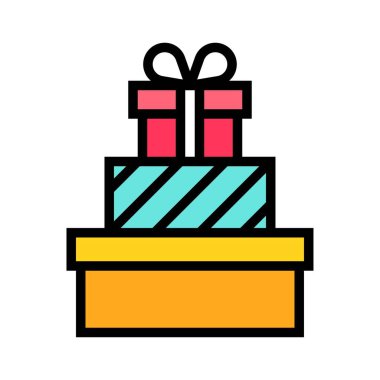 Hediye kutuları yığın vektör illüstrasyonu, doldurulmuş tasarım simgesi