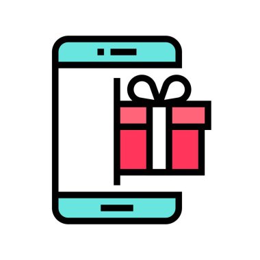 Mobil ekranda hediye kutusu, doldurulmuş tasarım simgesi