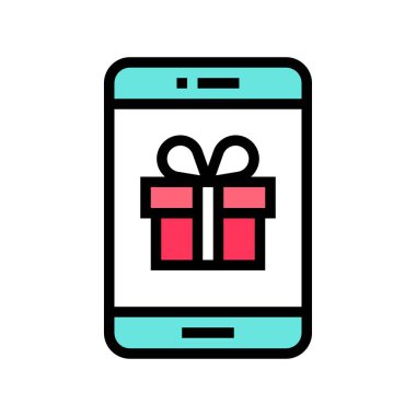 Mobil ekranda hediye kutusu, doldurulmuş tasarım simgesi