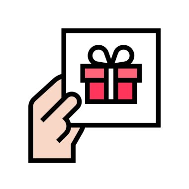 Hediye kartı vektör çizimi, doldurulmuş biçim simgesi