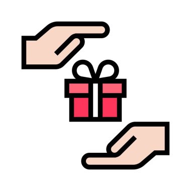 Hediye kutusu vektör çizimi, doldurulmuş biçim simgesi