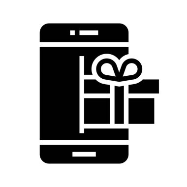 Mobil ekranda hediye kutusu, katı tasarım simgesi