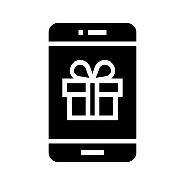 Mobil ekranda hediye kutusu, katı tasarım simgesi