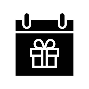 Hediye kutusu sembollü takvim, katı biçim simgesi