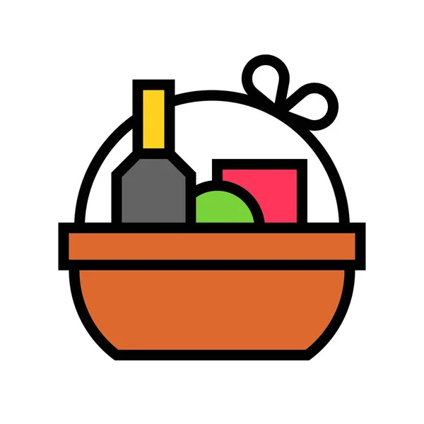 Gift basket vector illustration, filled design icon — Stock Vector