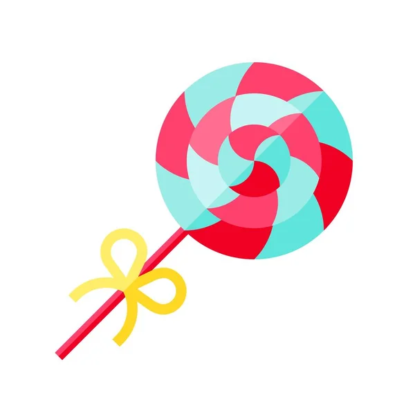 Lollipop met lint vector illustratie, platte stijl icoon — Stockvector