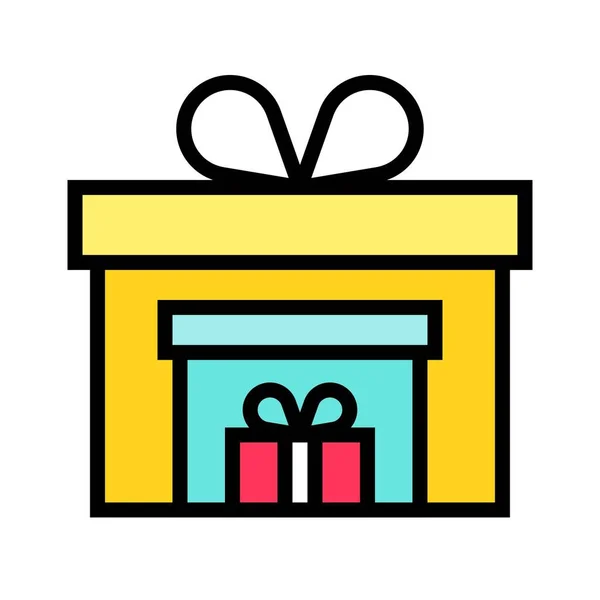 Ilustración de vectores de caja de regalo, icono de estilo lleno — Vector de stock