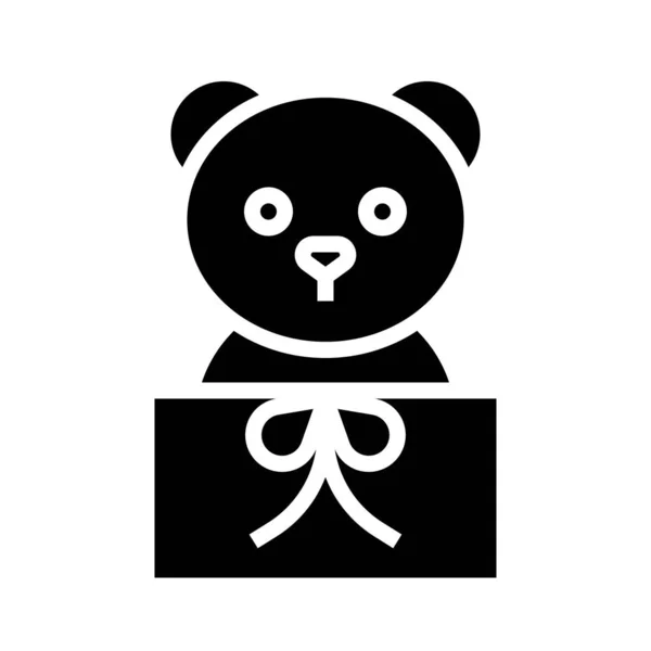 Medvídek v dárkové krabici vektorové ilustrace, ikona plného stylu — Stockový vektor