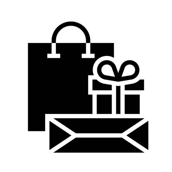 Caixa de presente e saco de compras ilustração vetorial, ícone de estilo sólido — Vetor de Stock