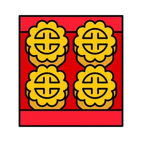 Mooncake vector, Chinese New year filled icon — Stock Vector