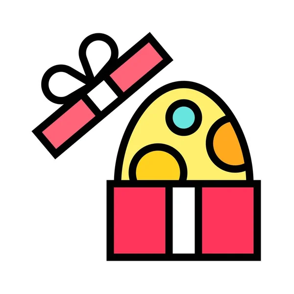 Huevo en ilustración de vectores de caja de regalo, icono de diseño lleno — Vector de stock