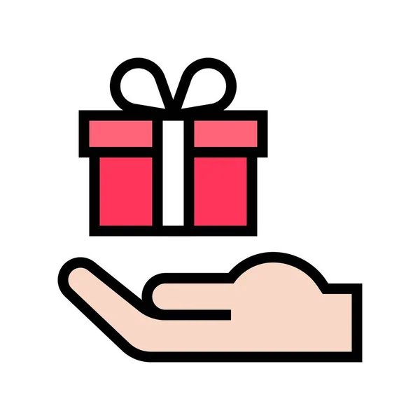Ilustración de vectores de caja de regalo, icono de estilo lleno — Vector de stock