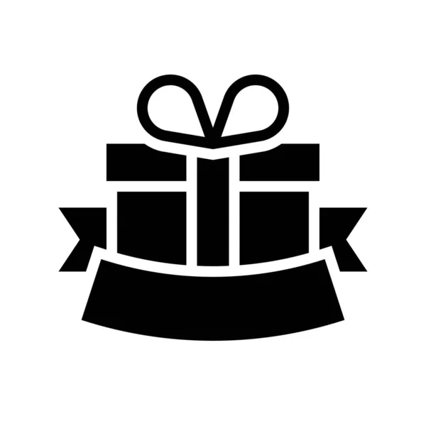 Geschenkbox mit Band-Etikett-Vektor-Illustration, solides Stil-Symbol — Stockvektor