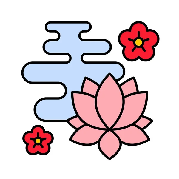 Vetor de flores de nuvem e lótus, ícone de ano novo chinês —  Vetores de Stock