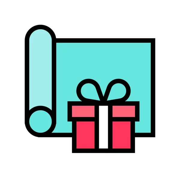 Gift wrapping vector illustration, filled design icon — Stock Vector