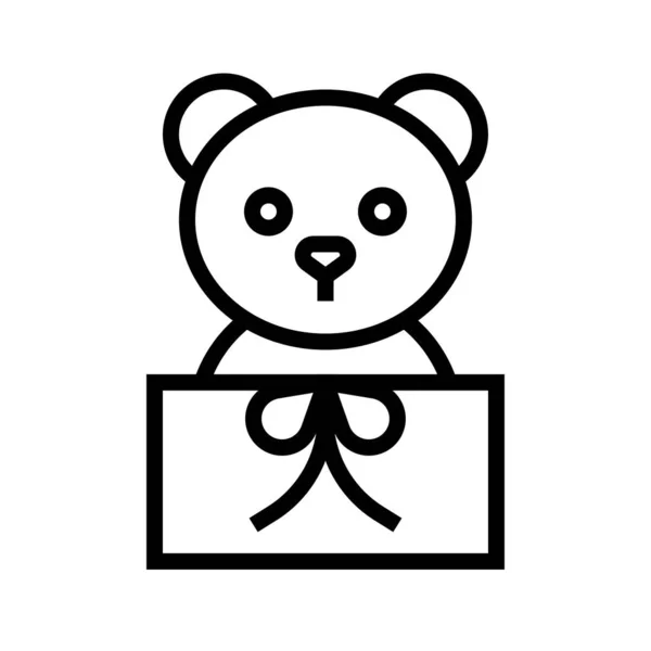 Urso de pelúcia em caixa de presente ilustração vetorial, ícone de estilo de linha — Vetor de Stock
