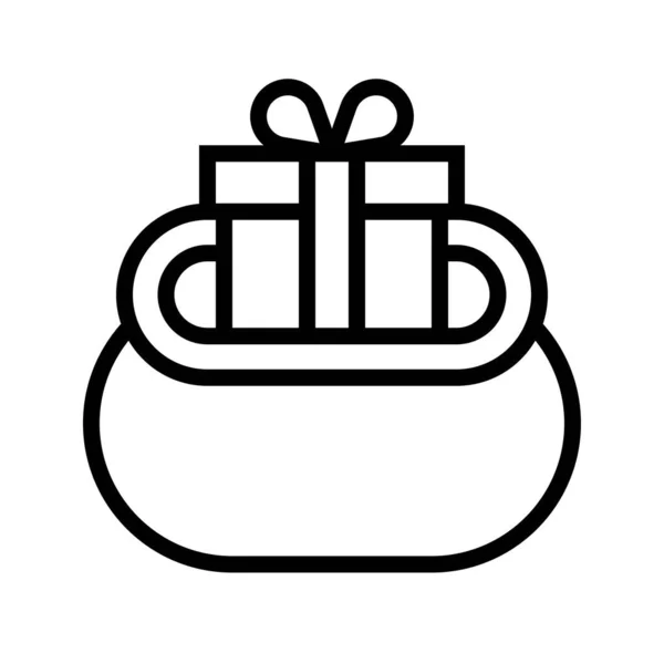 Geschenkbox in einer Tasche, Linie Stil-Symbol — Stockvektor
