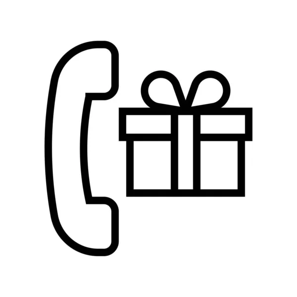 Telefon ajándékdoboz vektor illusztráció, vonal stílusú ikon — Stock Vector