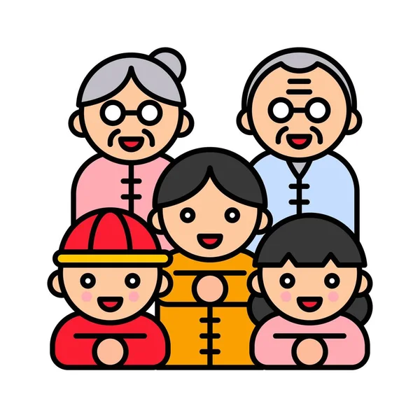 Chinese family greeting vector, Chinese New year filled icon — Stock Vector