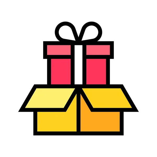 Ilustración de vectores de caja de regalo, icono de estilo lleno — Vector de stock