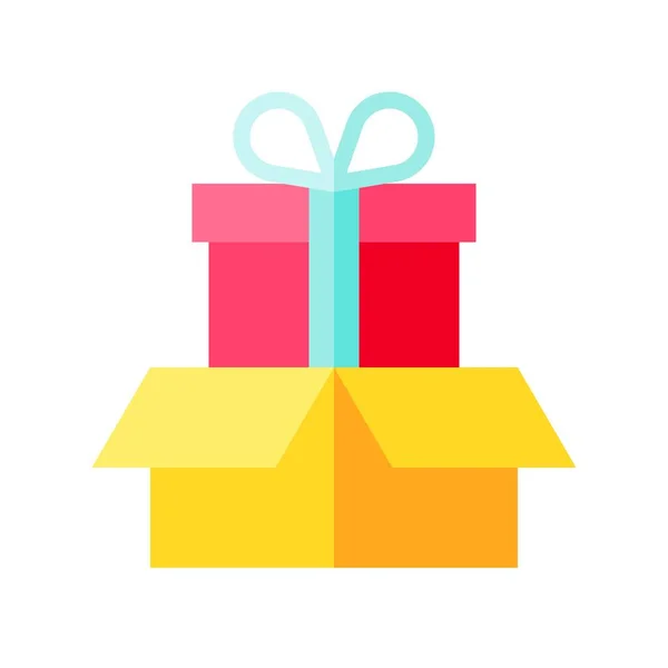 Illustration vectorielle boîte cadeau, icône de style plat — Image vectorielle