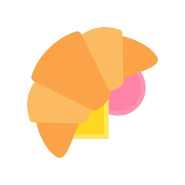 Kruvasan vektörü, fast food ile ilgili düz biçim simgesi