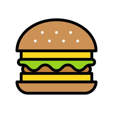 Hamburger vektörü, fast food ile ilgili düz biçim simgesi