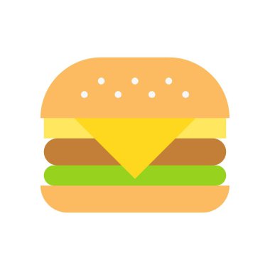 Hamburger vektörü, fast food ile ilgili düz biçim simgesi