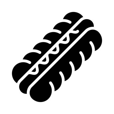 Hotdog vektörü, fast food ile ilgili katı biçim simgesi