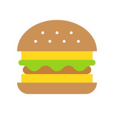 Hamburger vektörü, fast food ile ilgili düz biçim simgesi