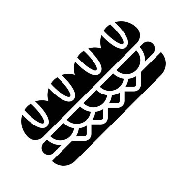 Hotdog vektörü, fast food ile ilgili katı biçim simgesi