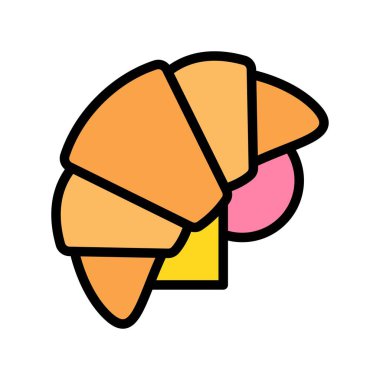 Kruvasan vektörü, fast food ile ilgili düz biçim simgesi