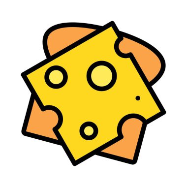 Tost vektörü, fast food ile ilgili düz biçim simgesi