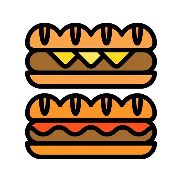 Hotdog Vecteur Icône Style Plat Liée Restauration Rapide — Image vectorielle