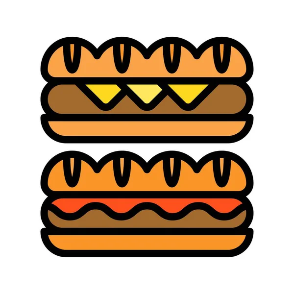 Hotdog Vector Comida Rápida Relacionados Icono Estilo Plano — Vector de stock