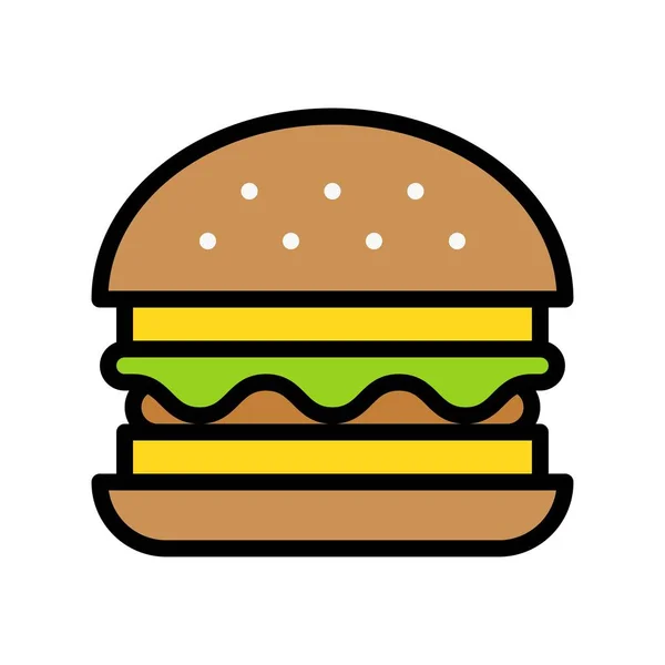Hamburger Vetor Fast Food Relacionados Ícone Estilo Plano — Vetor de Stock